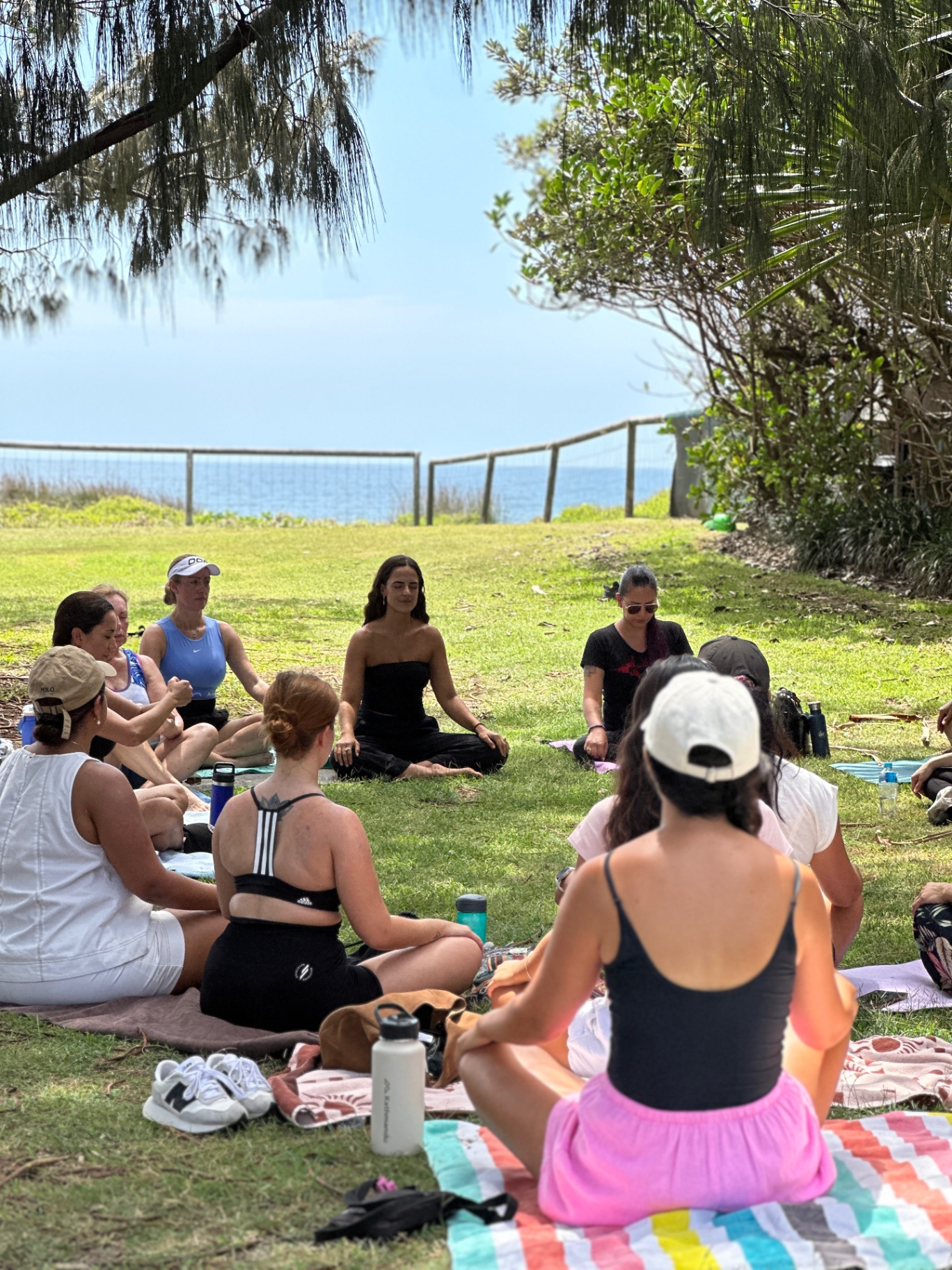 Group meditation at a Byron Bay location
